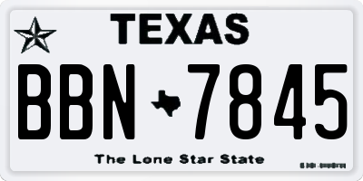 TX license plate BBN7845