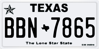 TX license plate BBN7865