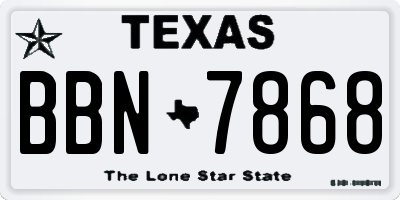 TX license plate BBN7868