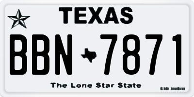 TX license plate BBN7871