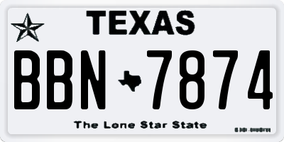 TX license plate BBN7874