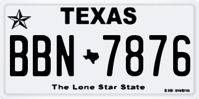 TX license plate BBN7876