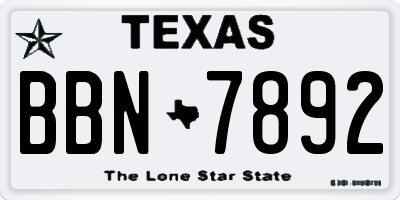 TX license plate BBN7892