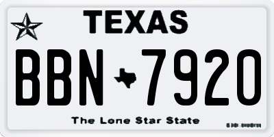 TX license plate BBN7920