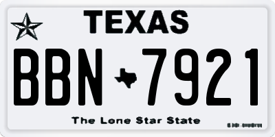 TX license plate BBN7921