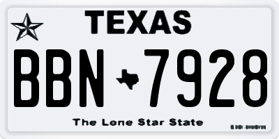 TX license plate BBN7928