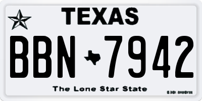 TX license plate BBN7942