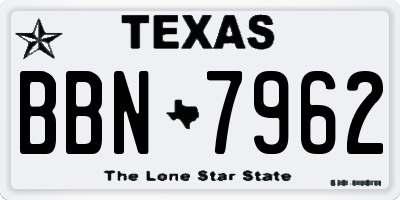 TX license plate BBN7962
