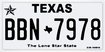TX license plate BBN7978