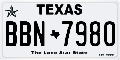 TX license plate BBN7980