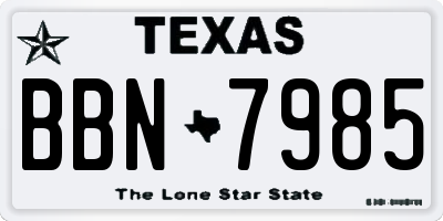 TX license plate BBN7985