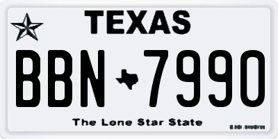 TX license plate BBN7990