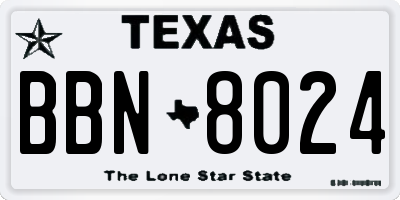 TX license plate BBN8024