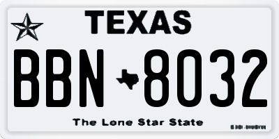 TX license plate BBN8032