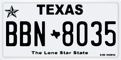 TX license plate BBN8035