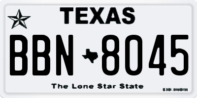 TX license plate BBN8045