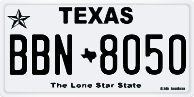 TX license plate BBN8050