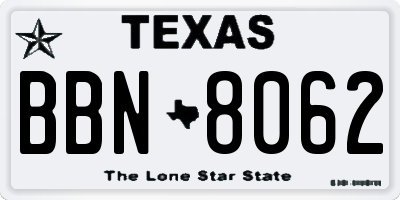 TX license plate BBN8062