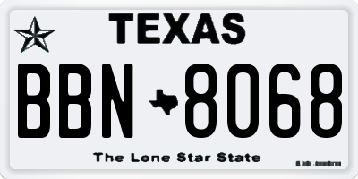 TX license plate BBN8068