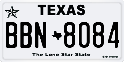 TX license plate BBN8084