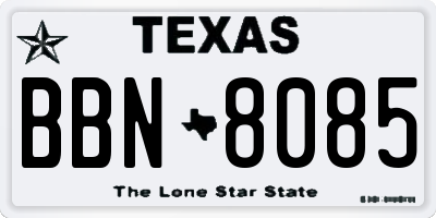 TX license plate BBN8085
