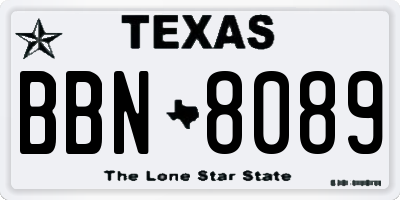 TX license plate BBN8089