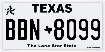 TX license plate BBN8099