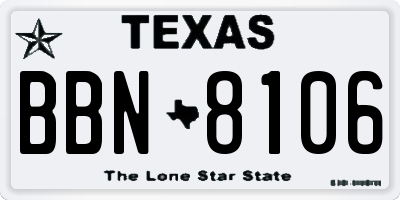 TX license plate BBN8106