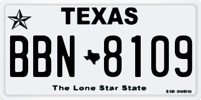 TX license plate BBN8109