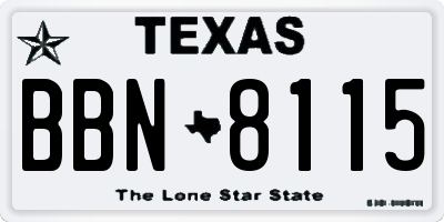 TX license plate BBN8115
