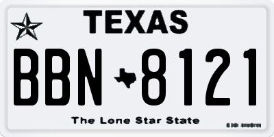 TX license plate BBN8121