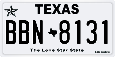TX license plate BBN8131