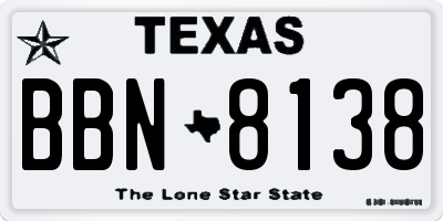 TX license plate BBN8138