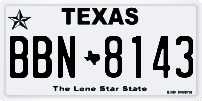 TX license plate BBN8143