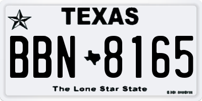 TX license plate BBN8165