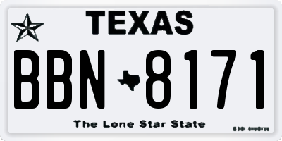 TX license plate BBN8171