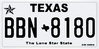 TX license plate BBN8180