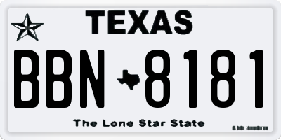 TX license plate BBN8181