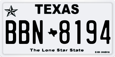 TX license plate BBN8194