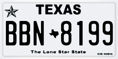 TX license plate BBN8199