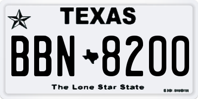 TX license plate BBN8200