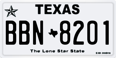 TX license plate BBN8201