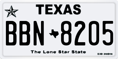 TX license plate BBN8205