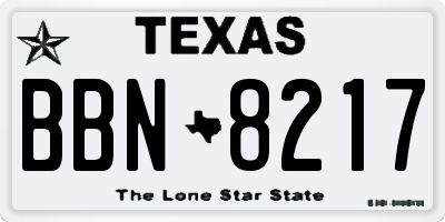 TX license plate BBN8217