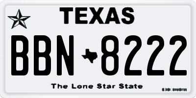 TX license plate BBN8222