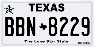 TX license plate BBN8229