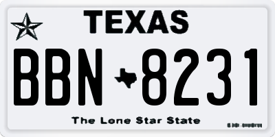 TX license plate BBN8231