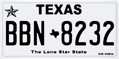 TX license plate BBN8232