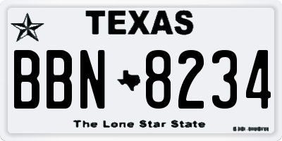 TX license plate BBN8234