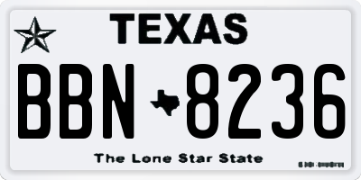 TX license plate BBN8236